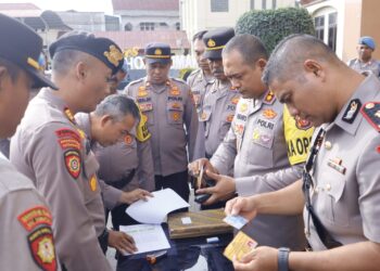 Polres Lhokseumawe Gelar Apel Pemeriksaan Senpi dan Amunisi Personel