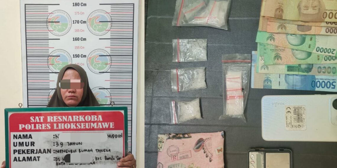 Polres Lhokseumawe Tangkap Perempuan Pemilik 9,14 Gram Sabu, Pelaku Mengaku untuk Dijual Kembali