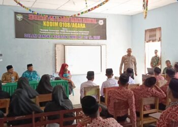 Antusias Santri Pondok Pesantren Raudatusshalihin Ikuti Wawasan Kebangsaan yang Digelar Satgas TMMD Reguler ke -125 Kodim 0108/Agara