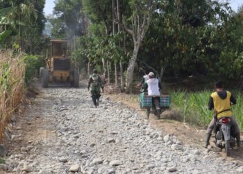 Gunakan Alat Berat, Satgas TMMD Reguler ke 125 Kodim 0108/Agara Ratakan Jalan