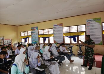 Satgas TMMD Reg ke -125 Kodim 0108/Agara Bekali Siswa SMKN 3 Kutacane Wasbang dan Bela Negara