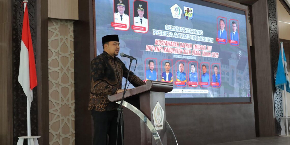 Bupati Acèh Utara yang diwakili Ass I Dr.Fauzan.Msi Membuka Acara MUSDA XIII KNPI Acèh Utara di Aula Kantor Setdakab. Acèh Utara