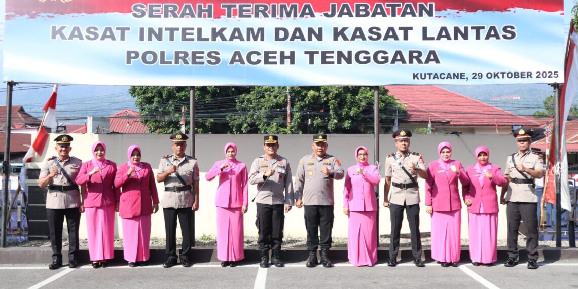 Kapolres Aceh Tenggara Pimpin Upacara Sertijab Kasat Intelkam dan Kasat Lantas
