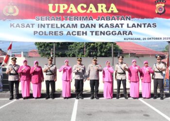 Kapolres Aceh Tenggara Pimpin Upacara Sertijab Kasat Intelkam dan Kasat Lantas