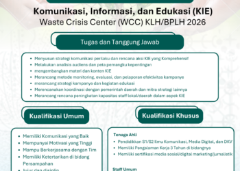 Rekrutmen Tenaga Ahli dan Staff Komunikasi, Informasi, dan Edukasi (KIE) Waste Crisis Center (WCC) KLH/BPLH Tahun 2026