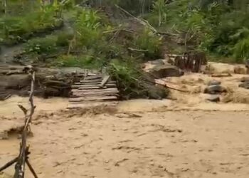Jembatan Akses Perkebunan di Buge Ara Kembali Hanyut Diterjang Arus Sungai