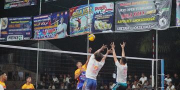 Laga Pembuka Kapolres Lhokseumawe Cup II Dramatis, Meurah Mulia Tumbangkan Yanco VC 3-2