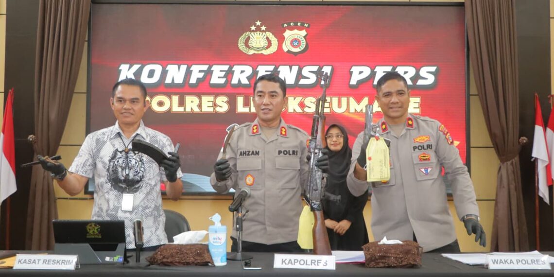 Polres Lhokseumawe Ungkap Kasus Senpi Ilegal, Dua Tersangka Diamankan, Satu DPO Diburu