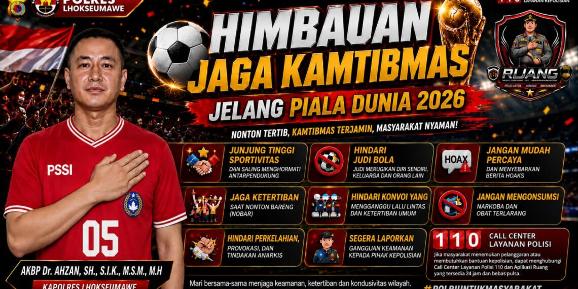 Polres Lhokseumawe Ajak Masyarakat Jaga Kamtibmas dan Junjung Sportivitas Jelang Piala Dunia 2026