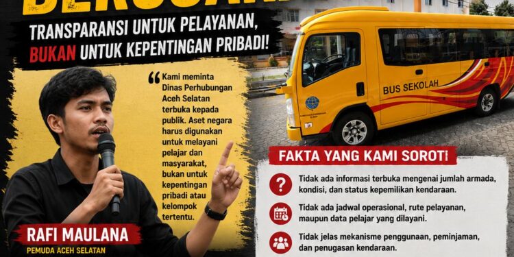 Rafi Maulana Desak Audit Pengelolaan Kendaraan Operasional Dinas Perhubungan Aceh Selatan