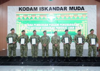 94 Orang Prajurit Berprestasi Kodam IM menerima Penghargaan dari Pangdam Iskandar Muda