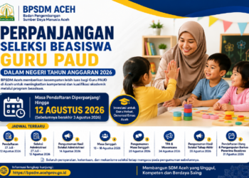 BPSDM Aceh Perpanjang Masa Seleksi Beasiswa Guru PAUD, Ini Jadwal Lengkapnya