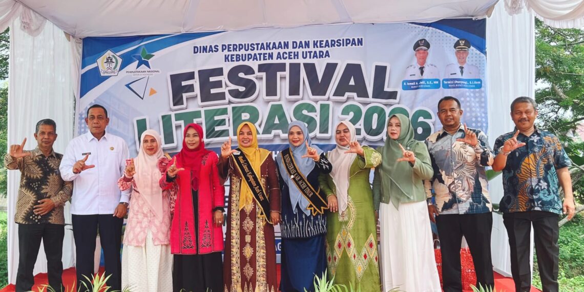Dispersip Aceh Utara Tutup Festival Literasi 2026, Dihadiri Tiga Kepala Daerah Perempuan