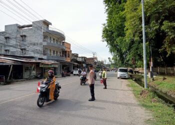 Cegah Kemacetan, Polsek Blang Mangat Intensifkan Strong Point di Jalur Medan-Banda Aceh