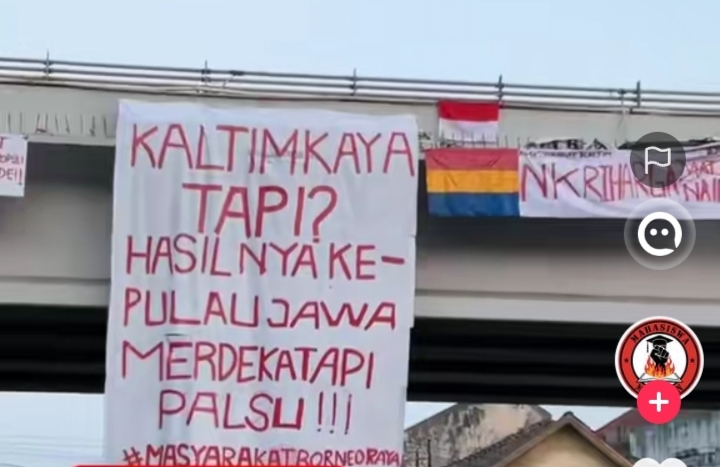Bendera Borneo Raya dan Spanduk Protes Terbentang di Samarinda, Viral di TikTok