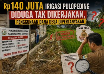 Dugaan Mangkrak Proyek Irigasi Senilai Rp140 Juta di Desa Pulo Peding Aceh Tenggara, Pj Pengulu Bungkam
