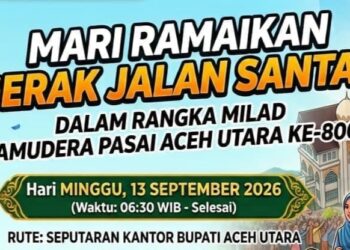 Meriahkan Milad Samudera Pasai, Disporaparekraf Gelar Gerak Jalan Santai untuk Masyarakat