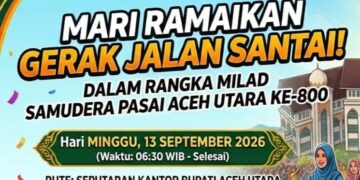 Meriahkan Milad Samudera Pasai, Disporaparekraf Gelar Gerak Jalan Santai untuk Masyarakat