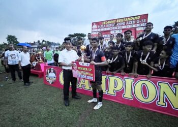 Kapolres Lhokseumawe Hadiri Penutupan Turnamen U-18 Piala Ketua KONI Aceh, Dorong Pembinaan Talenta Muda