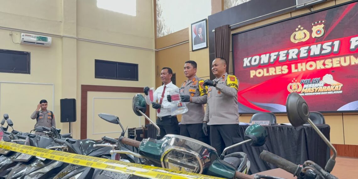 Polres Lhokseumawe Ungkap 12 Tersangka Curanmor dan Penadahan, 21 Sepeda Motor Disita